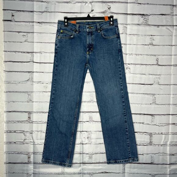 Wrangler Blue Straight Jeans Classic Fit SZ 12 Zip Button Adjustable Waistband - Picture 1 of 15